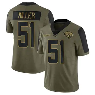 Jacksonville Jaguars Men's Ventrell Miller Limited 2021 Salute To Service Jersey - Olive