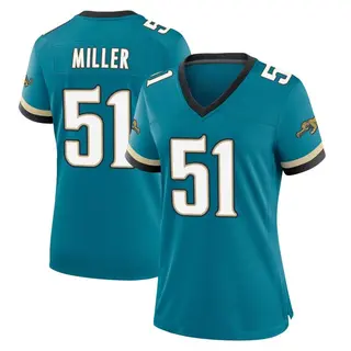 Jacksonville Jaguars Women's Ventrell Miller Game Prowler Throwback Jersey - Teal