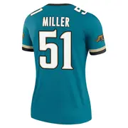 Jacksonville Jaguars Women's Ventrell Miller Legend Prowler Throwback Jersey - Teal