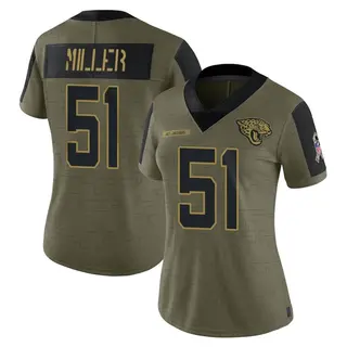 Jacksonville Jaguars Women's Ventrell Miller Limited 2021 Salute To Service Jersey - Olive