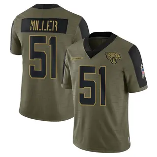 Jacksonville Jaguars Youth Ventrell Miller Limited 2021 Salute To Service Jersey - Olive