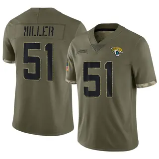 Jacksonville Jaguars Youth Ventrell Miller Limited 2022 Salute To Service Jersey - Olive